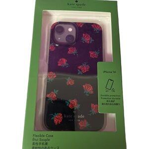 🆕💜 Kate Spade iPhone 14 Case Black with Red Roses | NWT